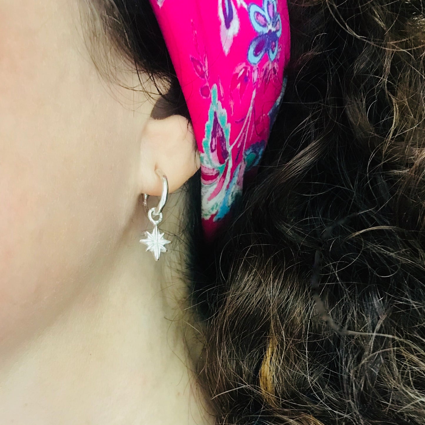 North Star Charm Hoops